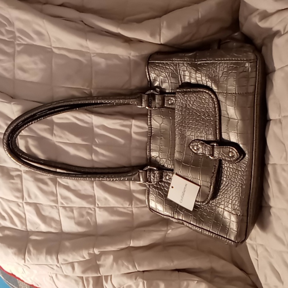 Croft and Barrow NWT silver snakeskin shoulder bag
